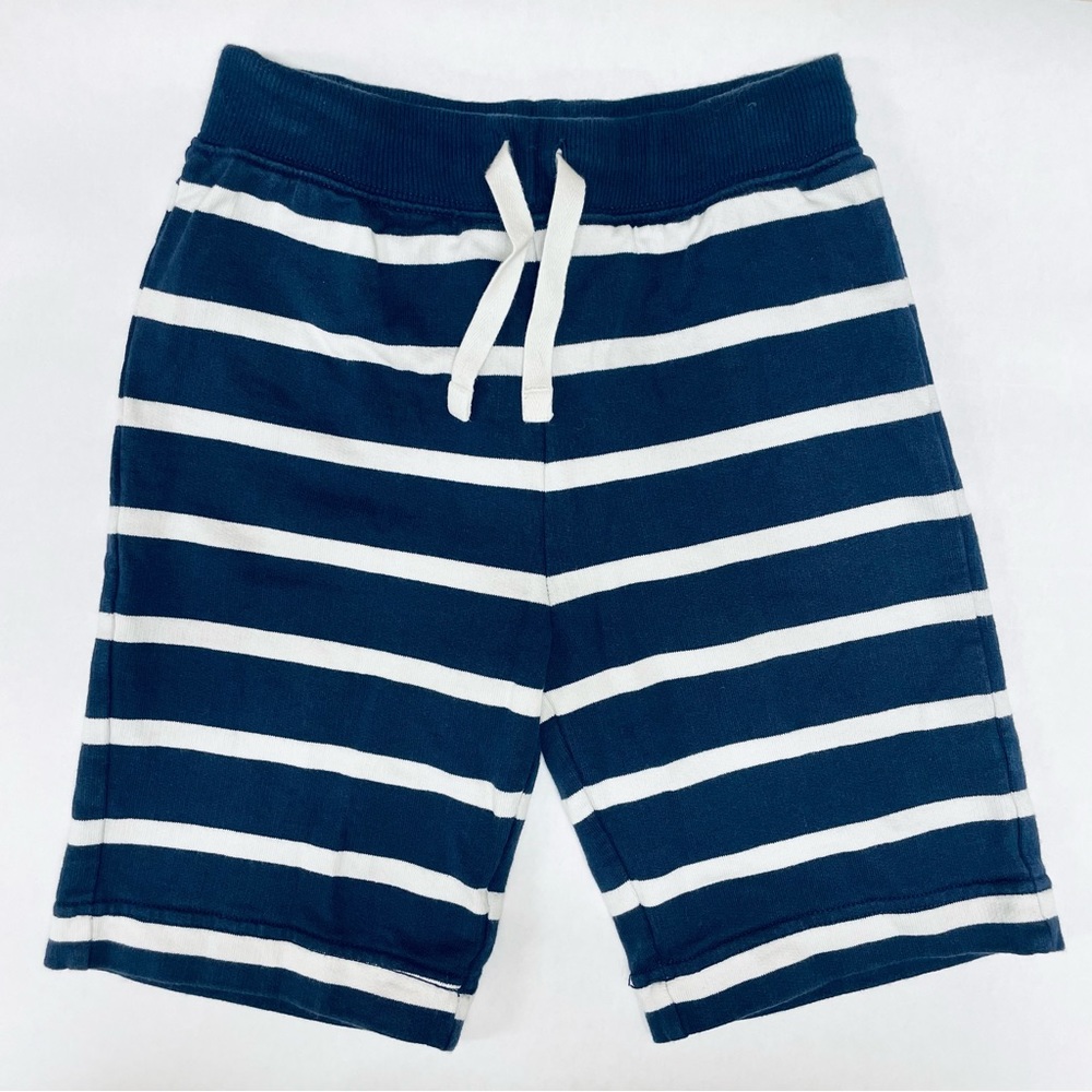 Hanna Andersson Striped Shorts Boys 5 110 cm French Terry Knit Navy Blue White